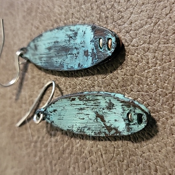 BOGO Turquois metal earrings with tree of life - Picture 4 of 4